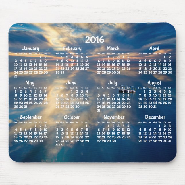 Mousepad Placa de Mouse do Calendário Anual de Praia 2016 (Frente)