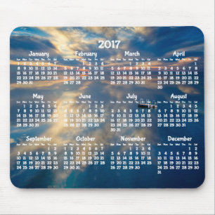 Mousepad Placa de Mouse do Calendário Anual de Praia 2017