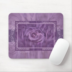 Mousepad Placa de Mouse Elegante de Rosas Roxos