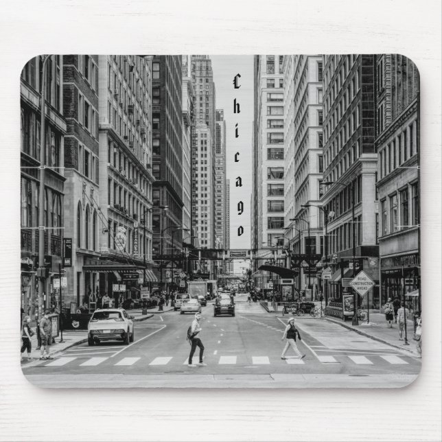 Mousepad Placa de Mouse em Escala de Cinza da Madison Stree (Frente)