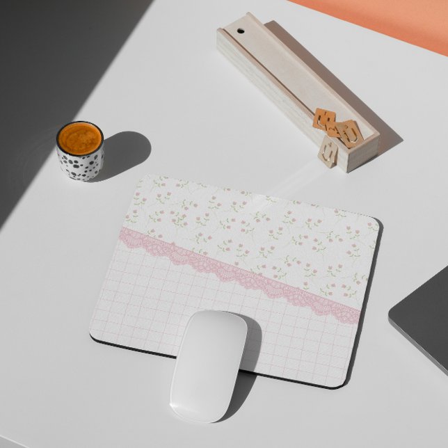 Mousepad Placa de Mouse Floral Cor-de-Rosa (Criador carregado)