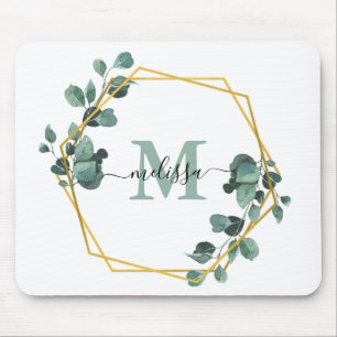 Mousepad Placa de Mouse Floral de Foilage Verde Personaliza