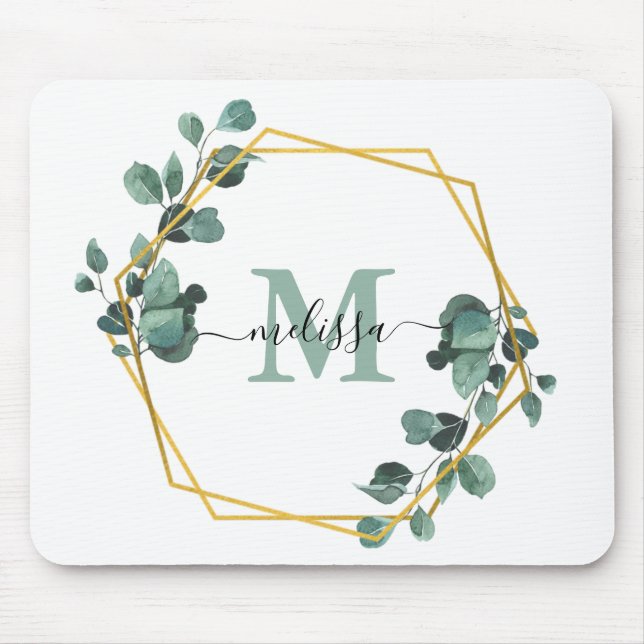 Mousepad Placa de Mouse Floral de Foilage Verde Personaliza (Frente)
