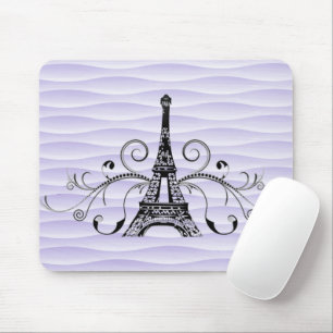 Mousepad Placa de Mouse Flourada Torre Eiffel Roxo