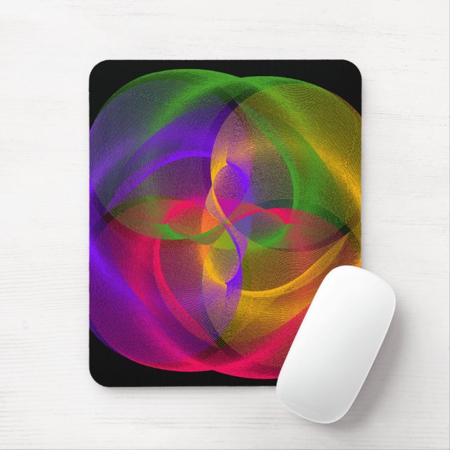 Mousepad Placa de Mouse Geométrica Glossy Circular Vibrada (Com mouse)