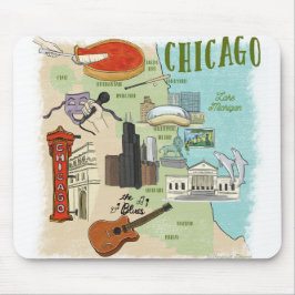 Mousepad Placa de Mouse Ilustrada de Chicago