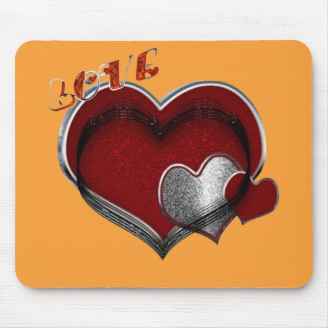 Mousepad Placa de Mouse Laranja do Coração (Frente)