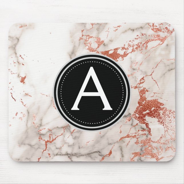Mousepad Placa de Mouse Moderno com Monograma de Mármore Do (Frente)