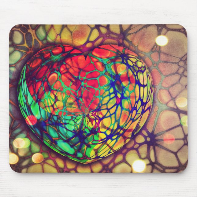 Mousepad Placa de Mouse Mosaico do Heart Beat (Frente)