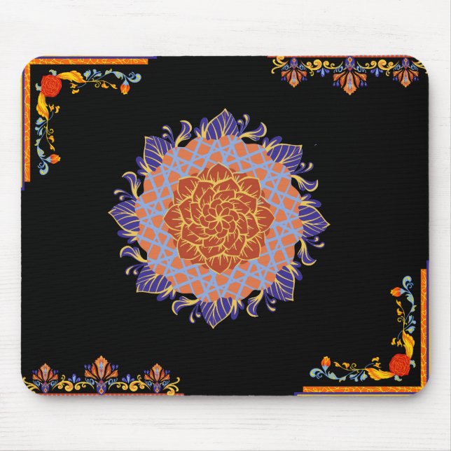 Mousepad Placa de Mouse Oriental do Luxury Floral (Frente)