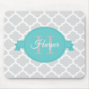 Mousepad Placa de Mouse Personalizada com Quatrefoil Teal