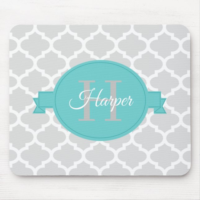 Mousepad Placa de Mouse Personalizada com Quatrefoil Teal (Frente)