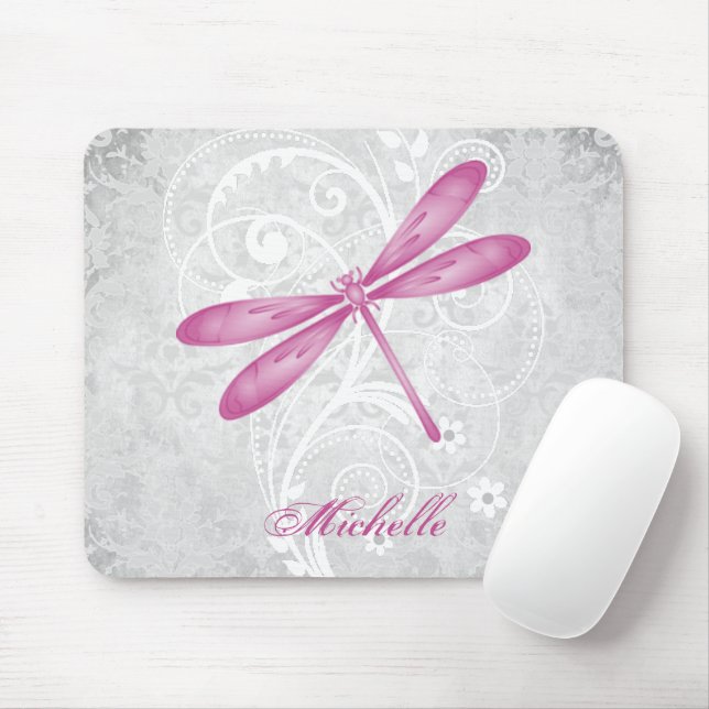 Mousepad Placa de Mouse Personalizada do Dragonfly Magenta (Com mouse)