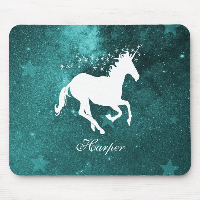 Mousepad Placa de Mouse Personalizada do Teal Unicorn (Frente)
