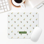 Mousepad Placa de Mouse Personalizada Floral Vintage<br><div class="desc">Pasta de mouse personalizada com padrão floral vintage elegante com nome/monograma personalizado.</div>