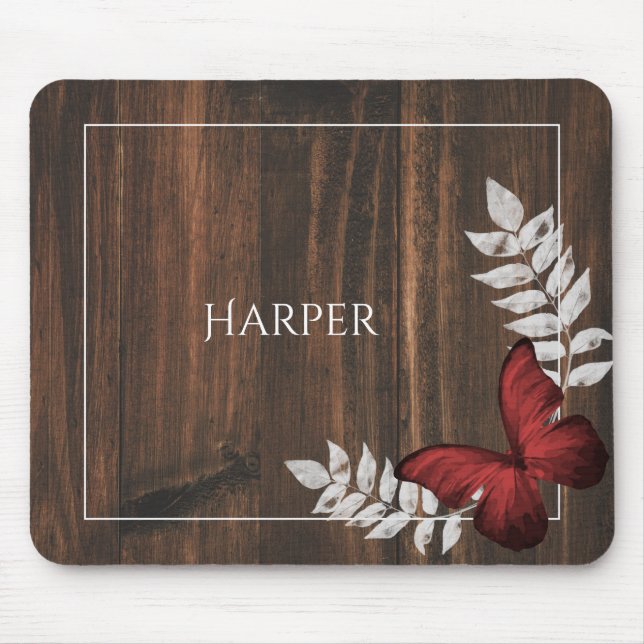 Mousepad Placa de Mouse Personalizada Russo Red Butterfly (Frente)