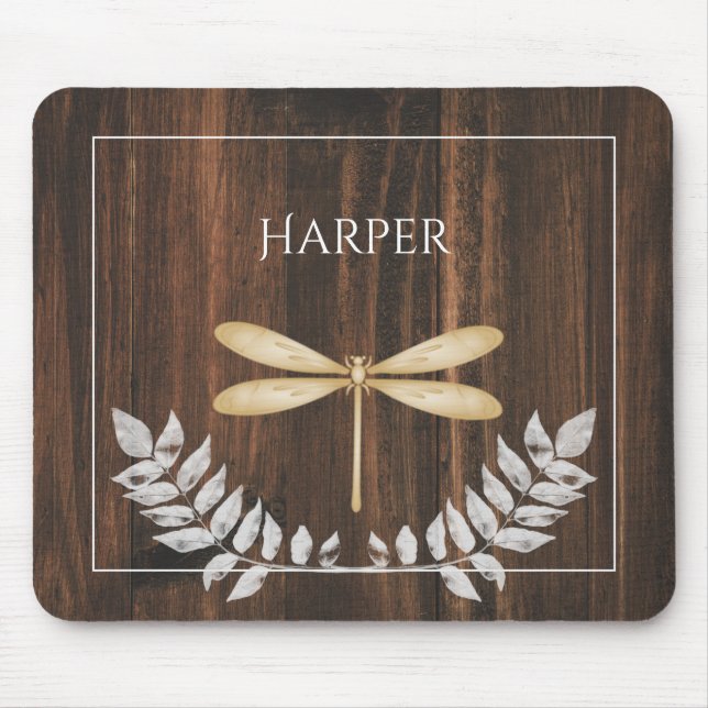 Mousepad Placa de Mouse Personalizada Rústica Dourada Drago (Frente)