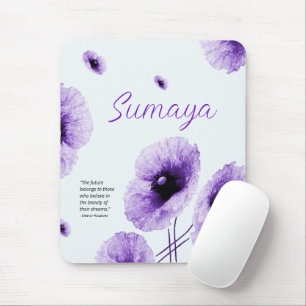 Mousepad Placa de Mouse Personalizável Floral Violeta Elega