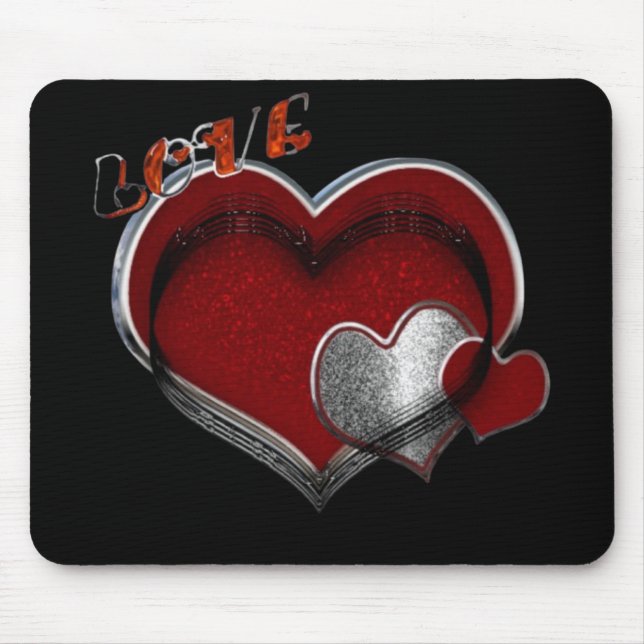 Mousepad Placa de Mouse Preto do Coração (Frente)