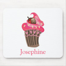 Placa de mouse rosa com Cupcake branco personaliza