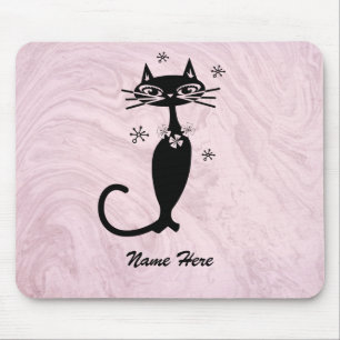 Mousepad Placa de Mouse Rosa Personalizada de Gato Atômico