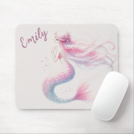 Mousepad Placa de mouse rosa Sereia Personalizada