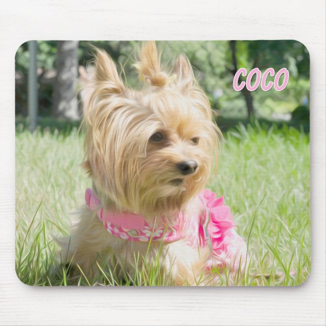 Mousepad Placa de Mouse Tea Cup Yorkie (Frente)