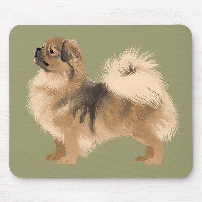 Mousepad Placa de Mouse Tibetano Spaniel (escuridão) (Frente)