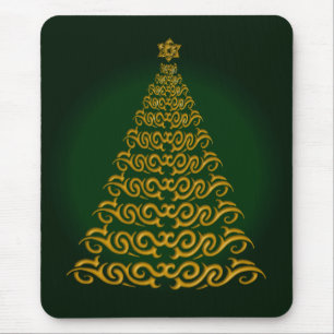 Mousepad Placa de Mouse Verde de Árvore de Natal Elegante