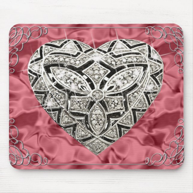 Mousepad Placa de Mouse Vermelho Coração do Designer Elegan (Frente)