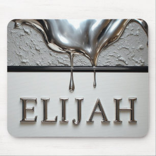 Mousepad Placa de Nome Elijah Chrome Com Gotejamento de Met