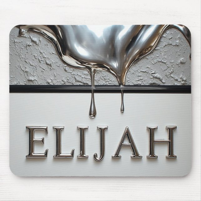 Mousepad Placa de Nome Elijah Chrome Com Gotejamento de Met (Frente)