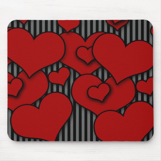 Mousepad Placa de Rato de Coração e Listras (Frente)