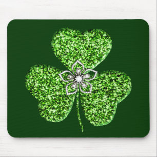 Mousepad Placa De Rato De Shamrock E Flor Com Brilho