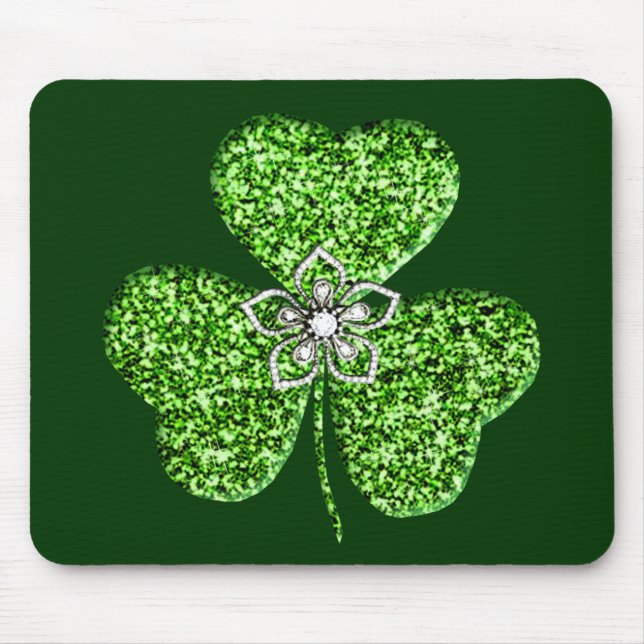 Mousepad Placa De Rato De Shamrock E Flor Com Brilho (Frente)