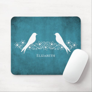 Mousepad Placa de Rato Floral de Vinha Azul