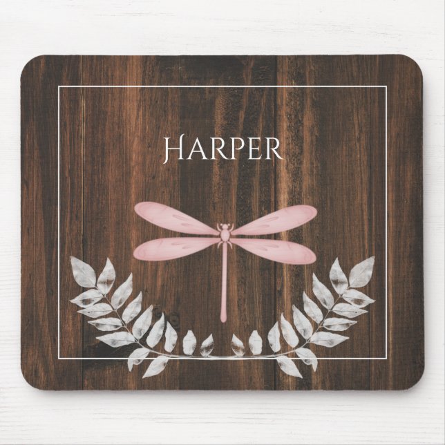 Mousepad Placa de Rato Personalizada de Dragonfly Rosa Russ (Frente)