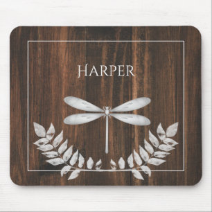 Mousepad Placa de Rato Personalizada do Dragonfly Rustic Si