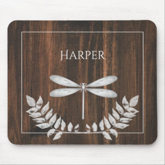 Mousepad Placa de Rato Personalizada do Dragonfly Rustic Si