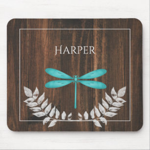 Mousepad Placa de Rato Personalizada do Dragonfly Teal Rust