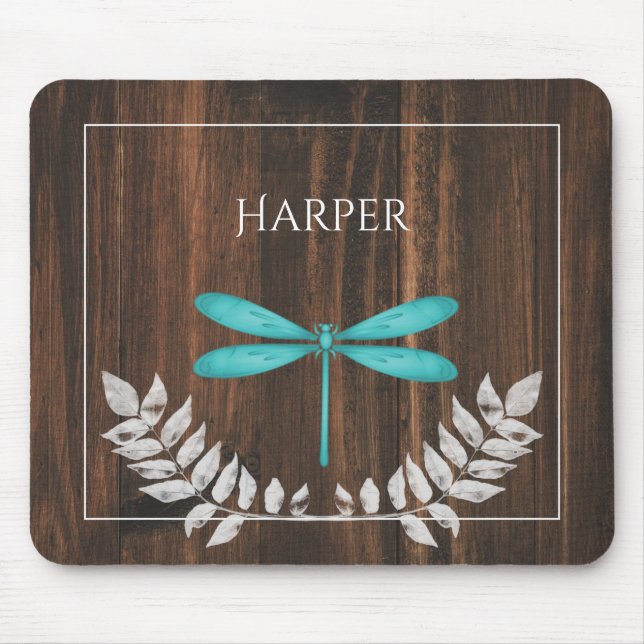 Mousepad Placa de Rato Personalizada do Dragonfly Teal Rust (Frente)