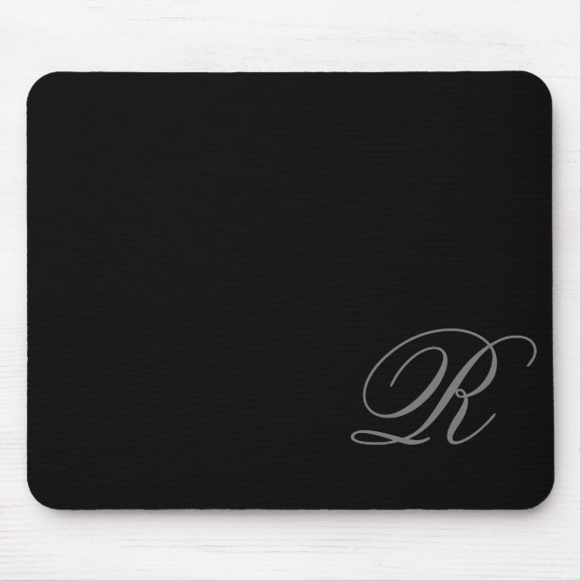 Mousepad Placa de Rato Preto do Monograma com Cinza de Carv (Frente)