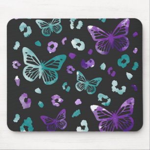 Mousepad Placa de Rato Preto, Púrpura, Leopardo
