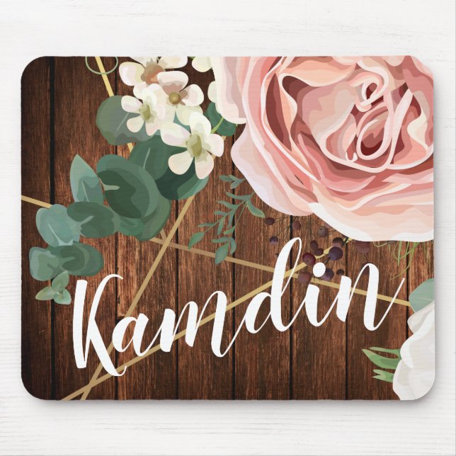 Mousepad Placa de Rosa de Jardim Geométrico Personalizada d (Frente)