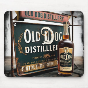Mousepad Placa Distorcida Anunciando OLD DOG RUM