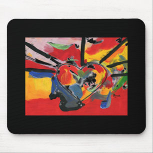 Mousepad Placa do coração de abstrato de cor aquosa moder