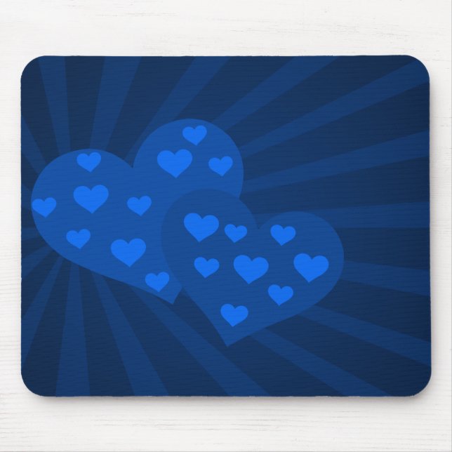 Mousepad Placa do mouse Blue Namorados Hearts (Frente)