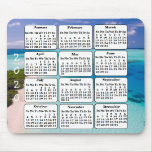 Mousepad Placa do mouse Calendar Beach 2020