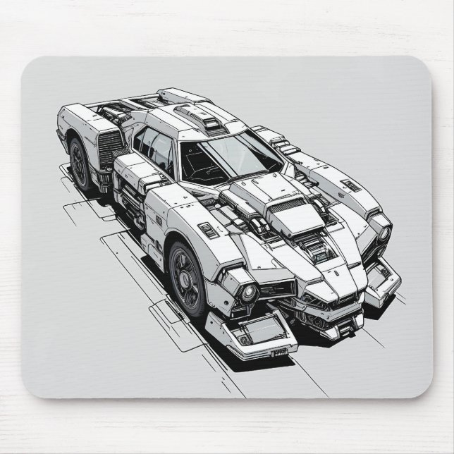 Mousepad Placa do mouse Cyberpunk Ink Car Illustração (Frente)