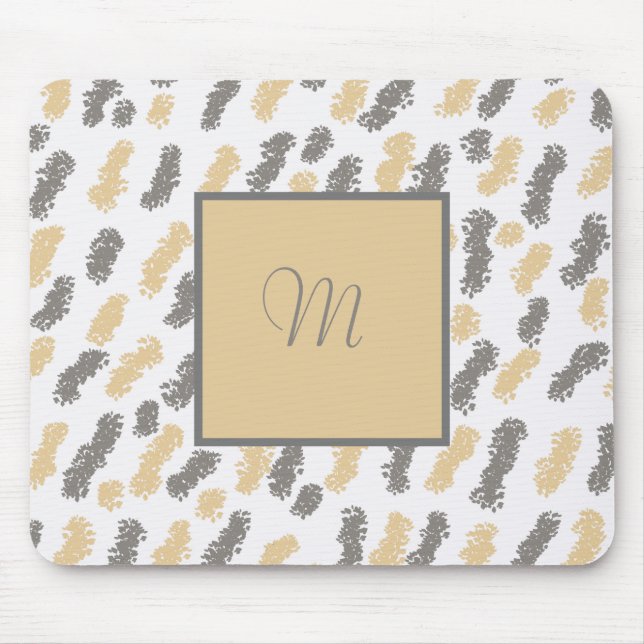 Mousepad Placa do mouse da Cinza de Abstrato monograma (Frente)